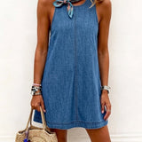 Nancy - Sleeveless Backless Denim Mini Dress
